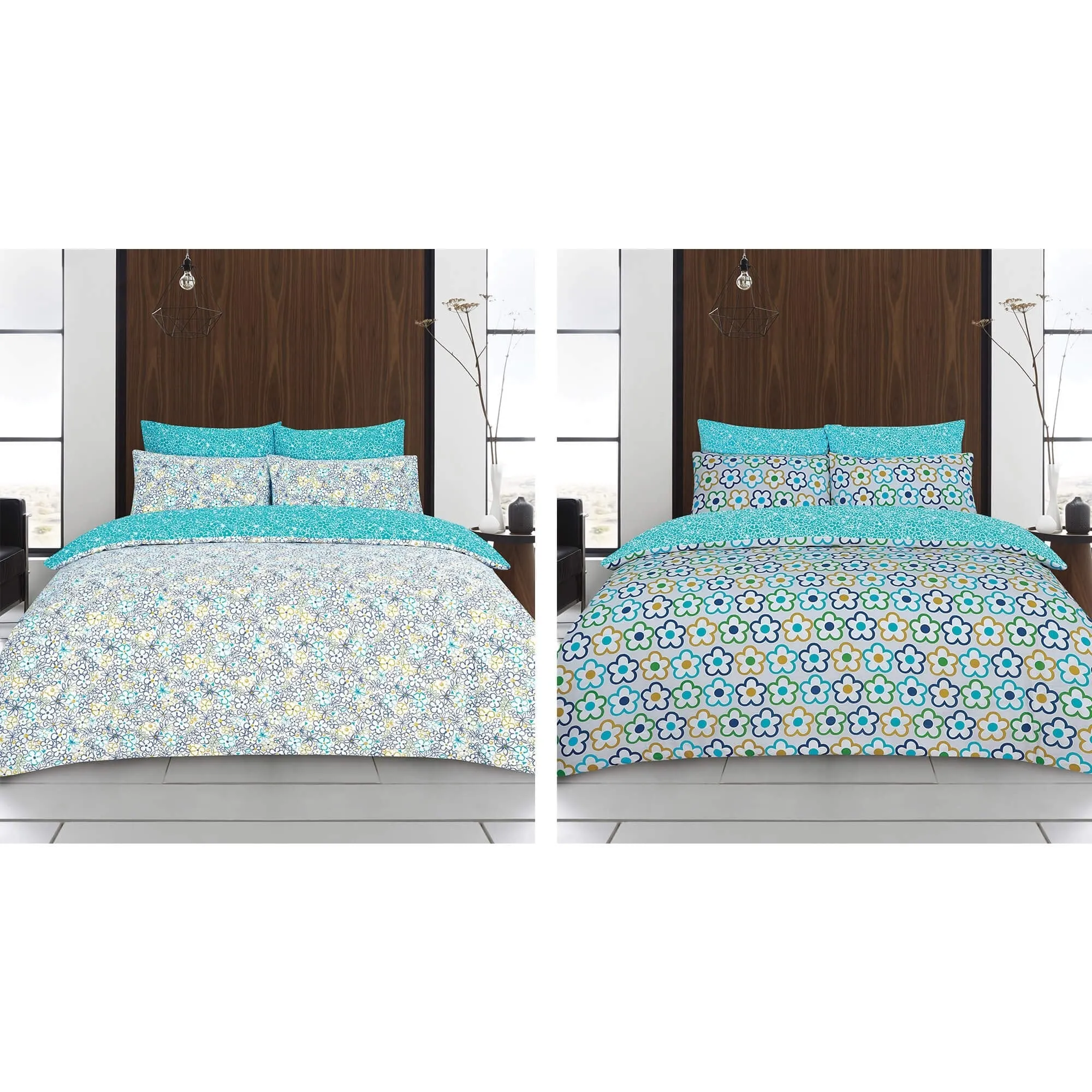 Daisy/Primula Twin Pack Duvet Set - Turquoise