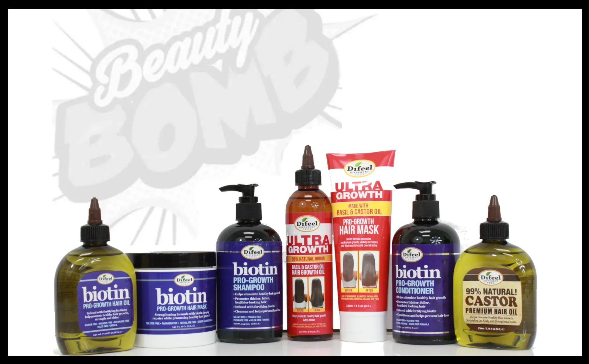 Difeel Biotin Ultra Growth Beauty Bomb for Hair Growth 7-Piece Set