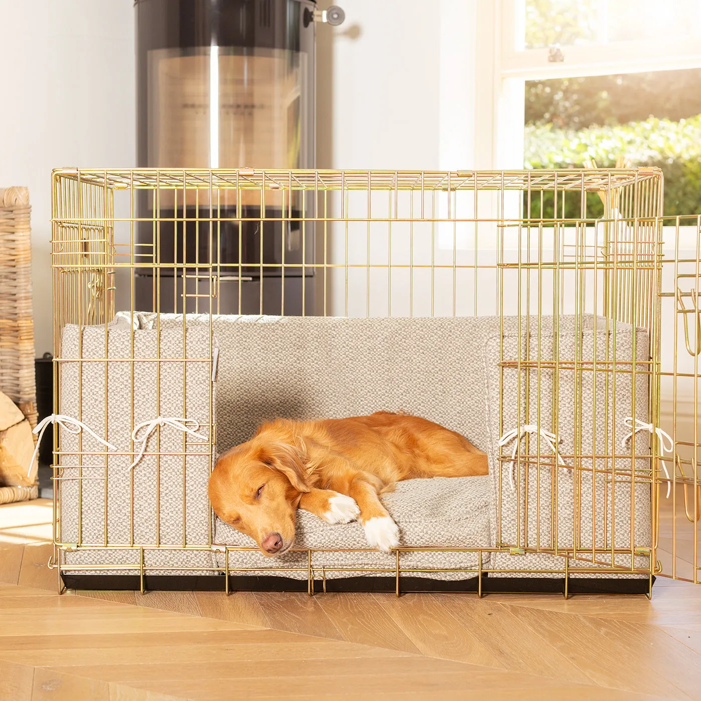 Dog Crate with Cushion & Bumper in Essentials Herdwick Pebble by Lords & Labradors