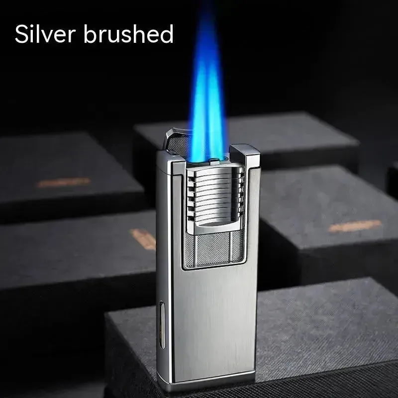 Double High Firepower Blue Flame Torch Lighter With Hidden Cigar Cutter