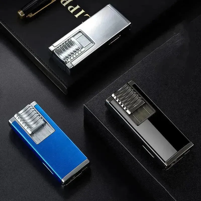 Double High Firepower Blue Flame Torch Lighter With Hidden Cigar Cutter