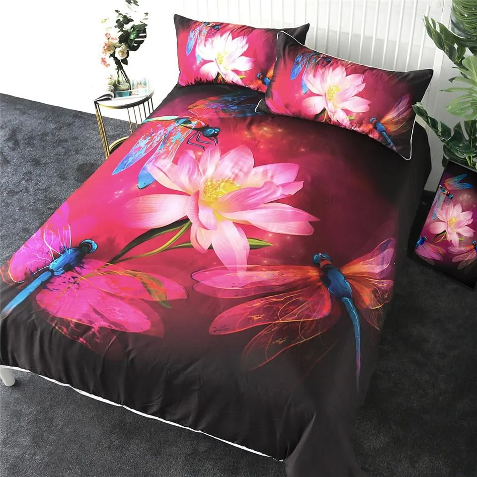 Dragonflies and Lotus Bedding Set