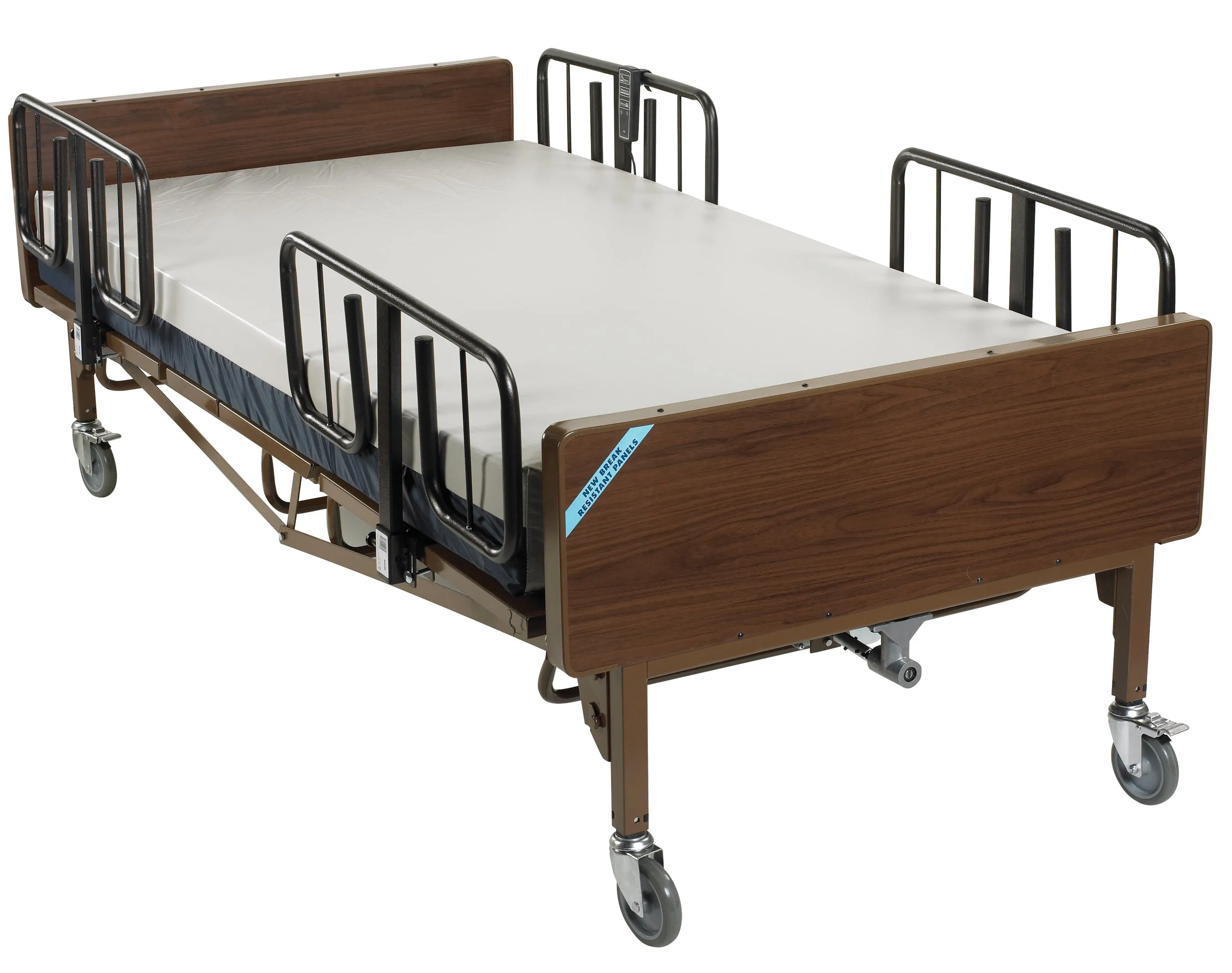 Drive Medical 15303bv-pkg Full Electric Super Heavy Duty Bariatric Hospital Bed with Mattress and 1 Set of T Rails