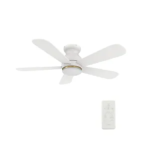 DUBOIS 48 inch 5-Blade Flush Mount Smart Ceiling Fan with LED Light Kit & Remote- White/White