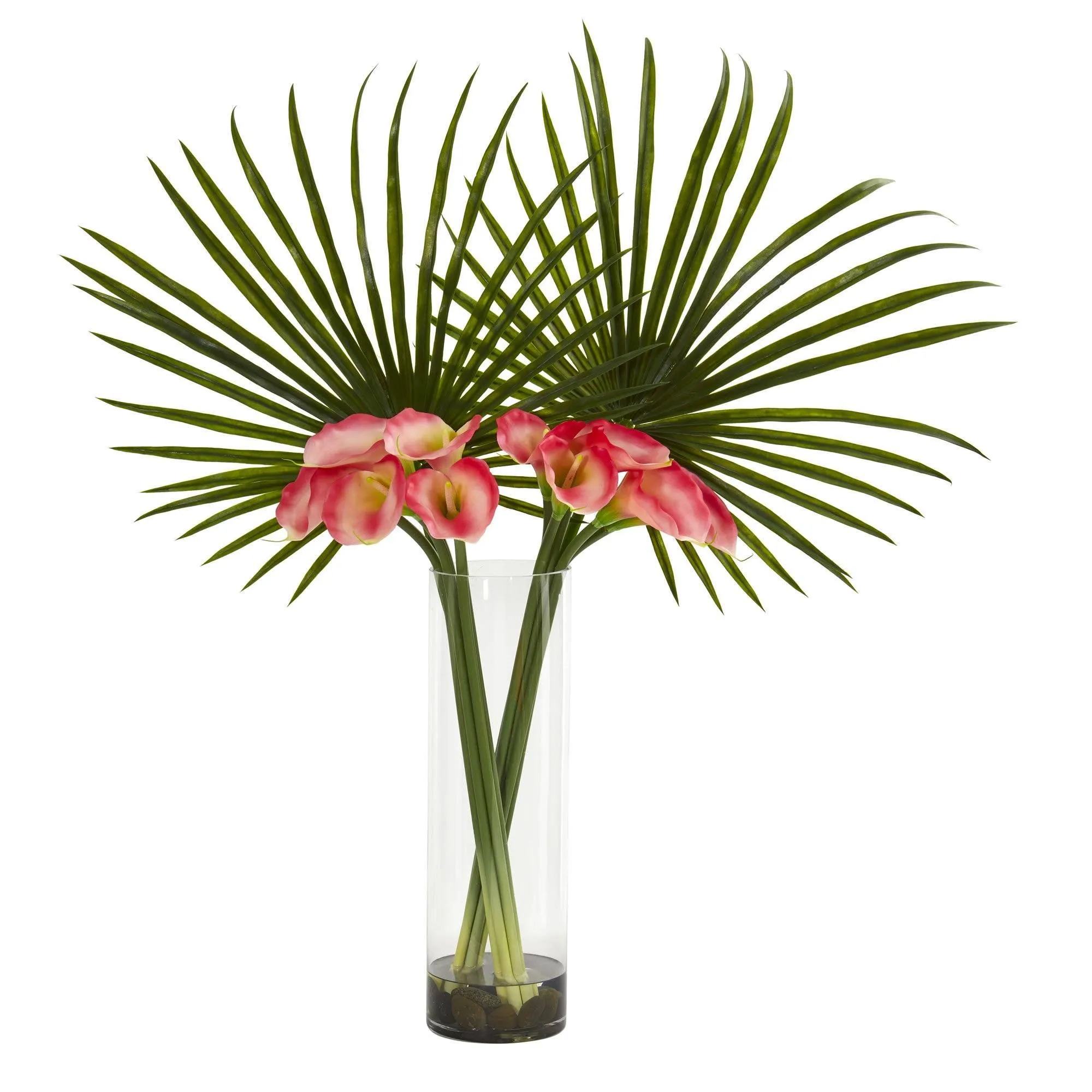 Fan Palm and Calla Lily Artificial Arrangement