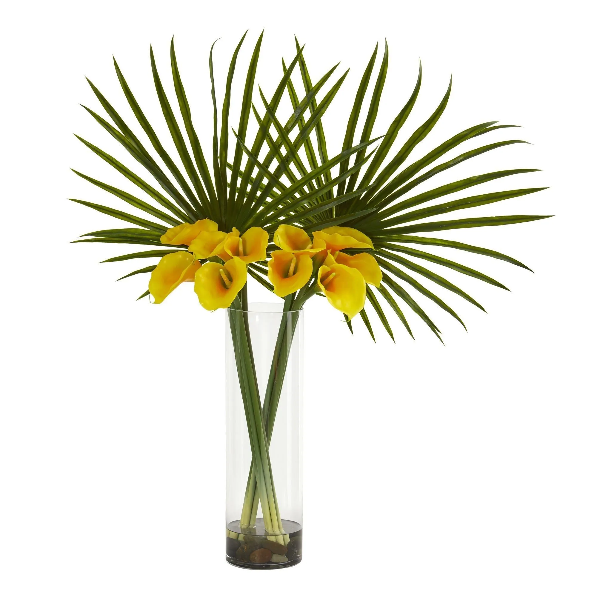 Fan Palm and Calla Lily Artificial Arrangement