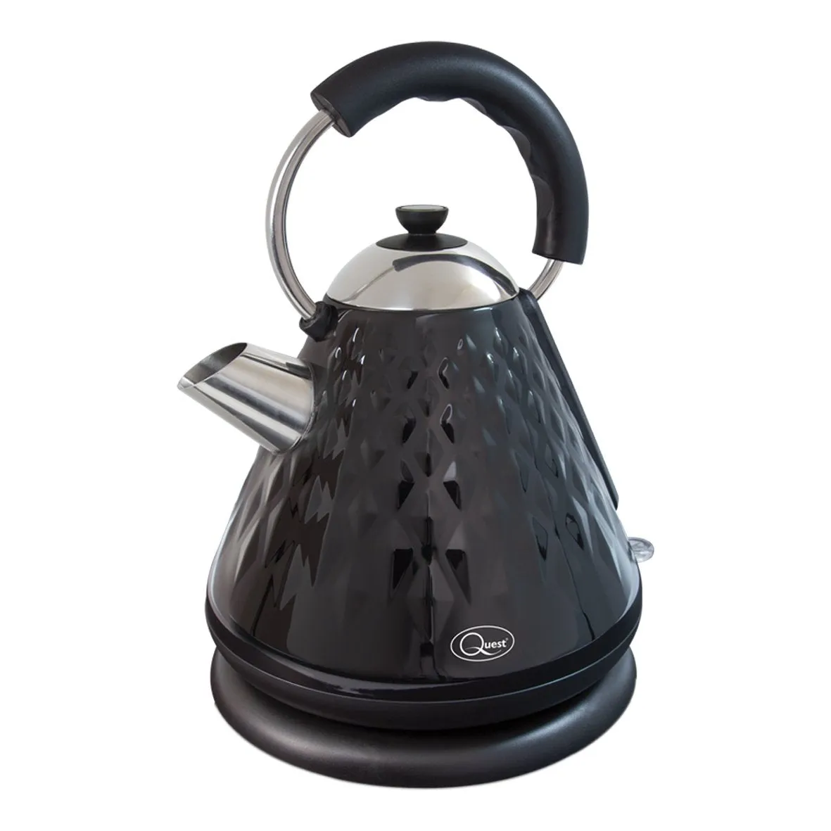 Fast Boil Diamond Cut Pyramid Shape Cordless Kettle, 3000 W, 1.7 Litres, Black