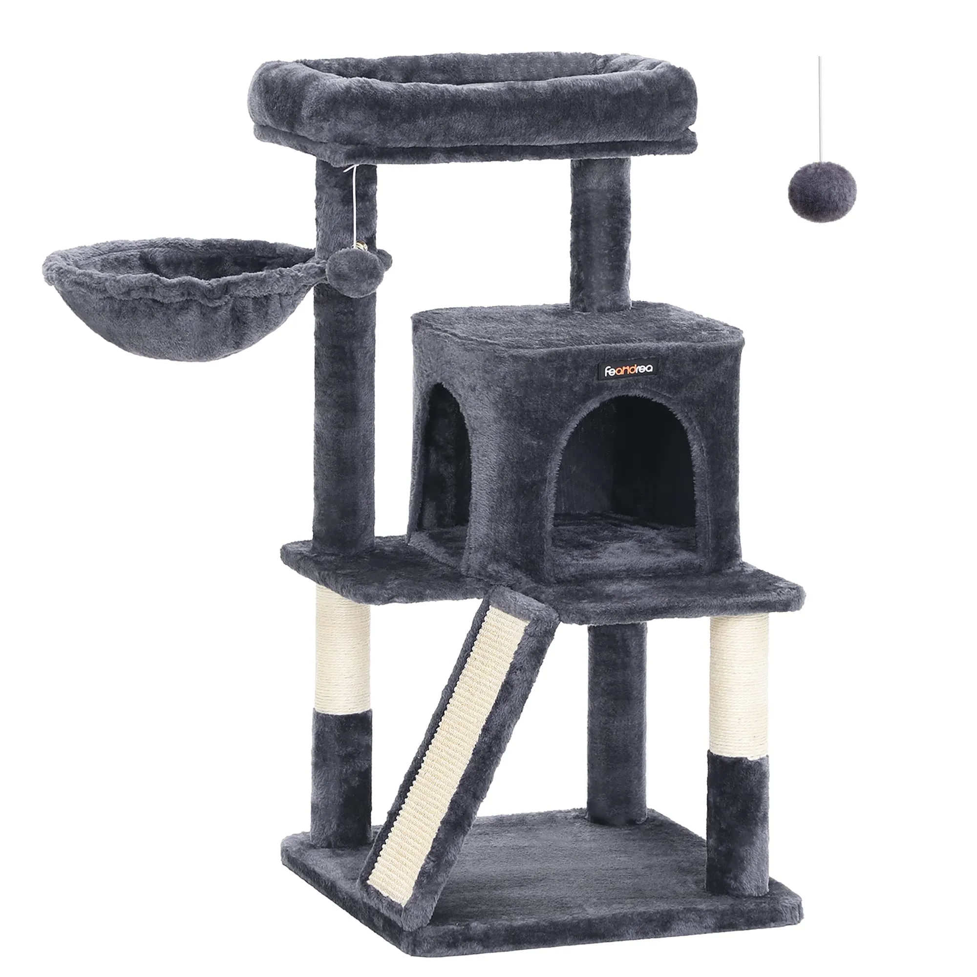 Feandrea 37.8 Inch Cat Tree Multi Level Tower With Perch Cave & Scratching Posts