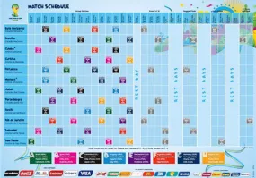 FIFA World Cup 2014 Brazil Official MATCH SCHEDULE Poster