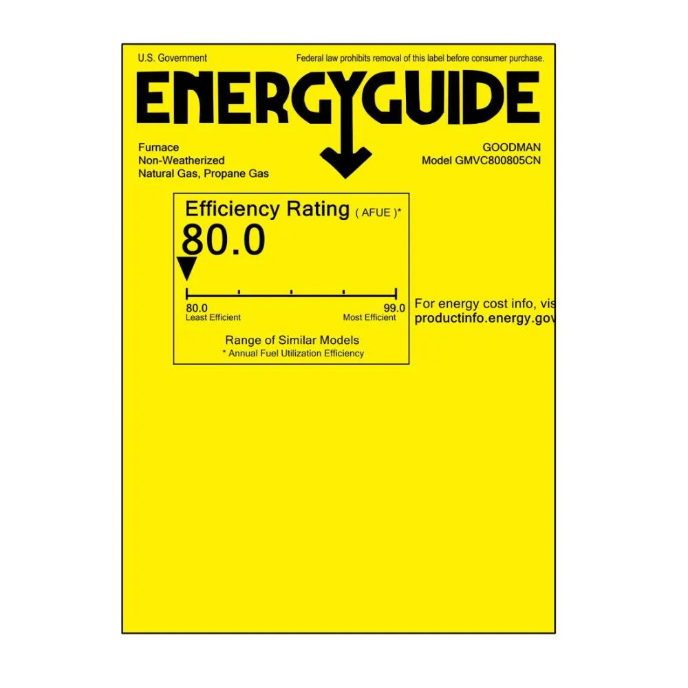 Goodman 80,000 BTU 80% Efficiency 2-Stage Gas Furnace - Upflow/Horizontal