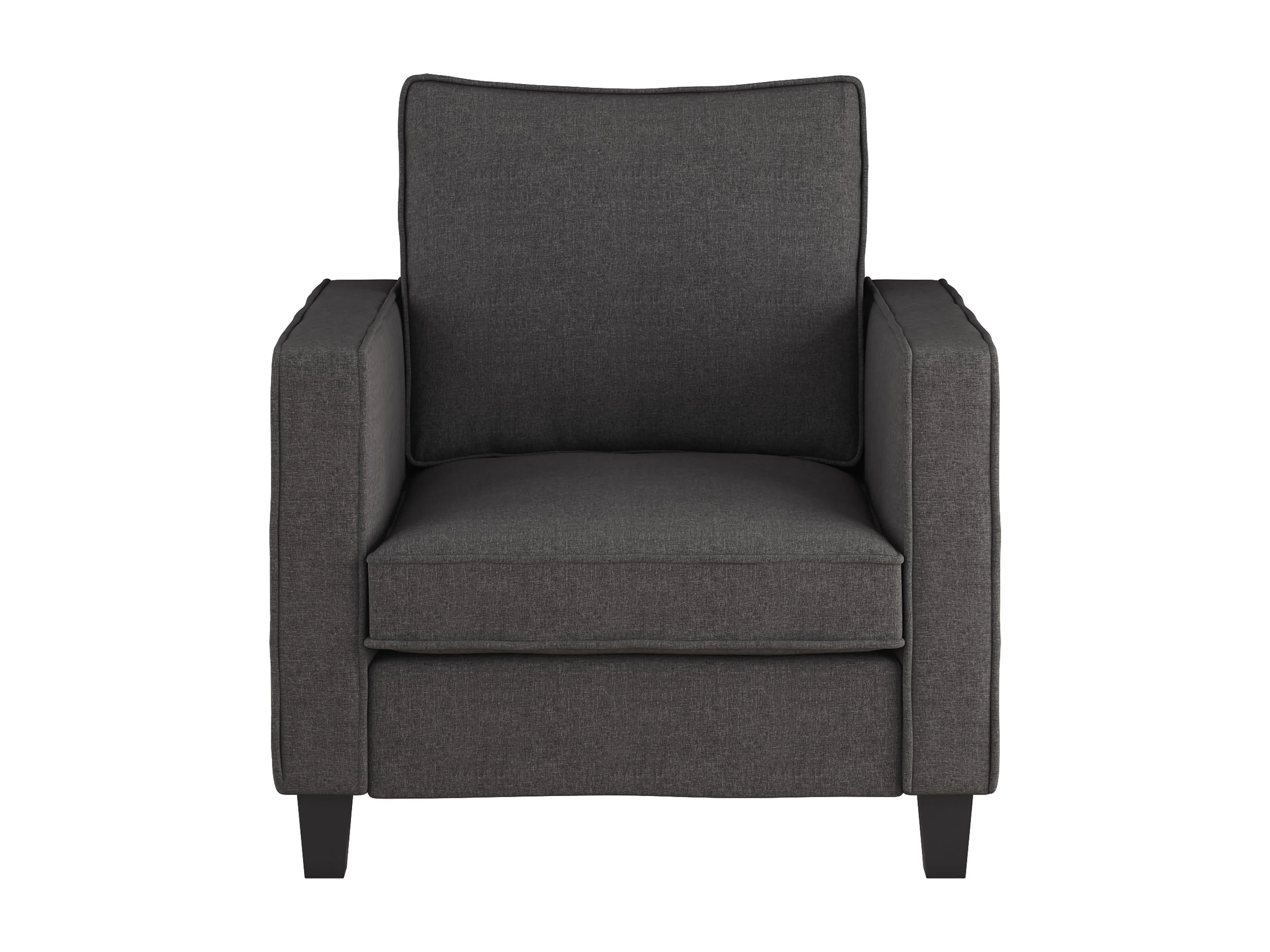 Grey Fabric Arm Chair with Ottoman