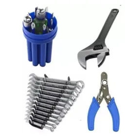 Hand Tool Kit - 12pcs Wrench Spanner, 6 inch Wrench Spanner, 8 bit Screw Driver, Wire Cutter