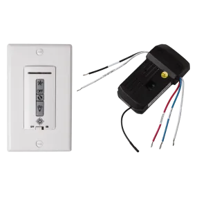 Hardwired wall remote control/receiver. Fan speed and downlight control. (non-reversing)