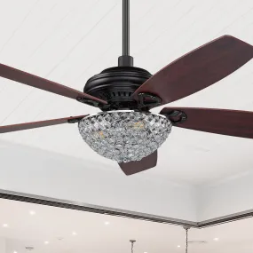 Henderson Modern Crystal Ceiling Fan with Light and Remote 56 inch