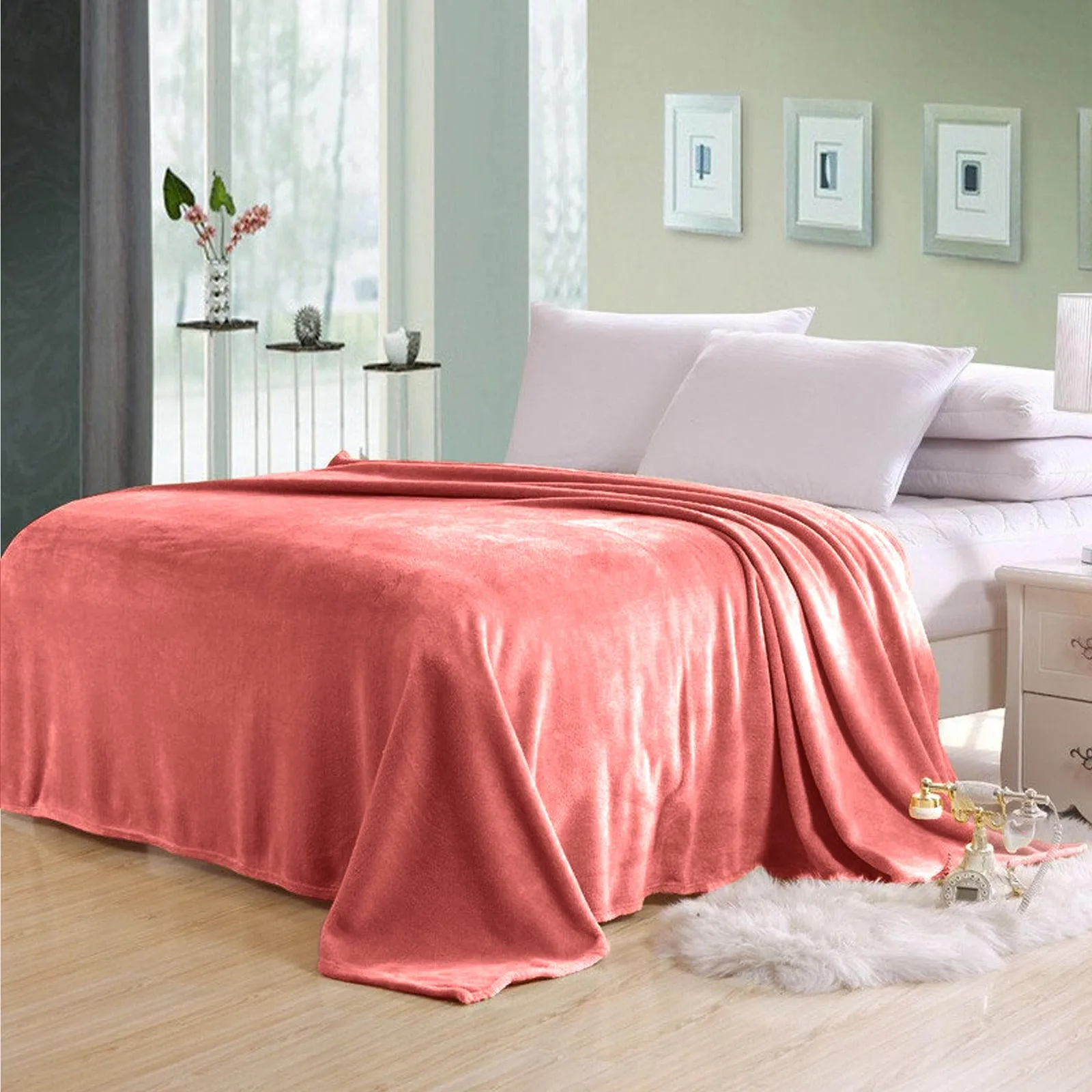 High Quality Blush Single Size Blanket 160x220cm Soft Flannel Blanket Suitable for All Seasons it is Warm Throw Blanket for Bedroom, Couch Sofa, Living Room, Fashion Sofa Bedding, Car, Sofa Recliner