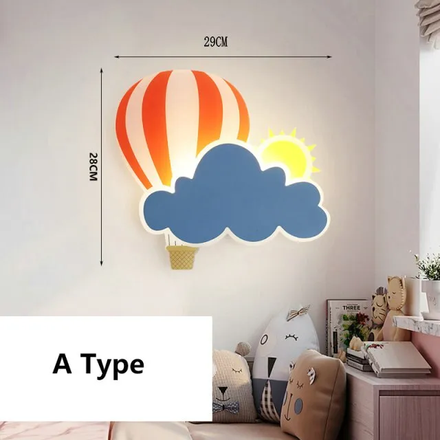 Hot Air Balloon Cloud Wall Light | Kids Room Hot Air Balloon Cloud Wall Light