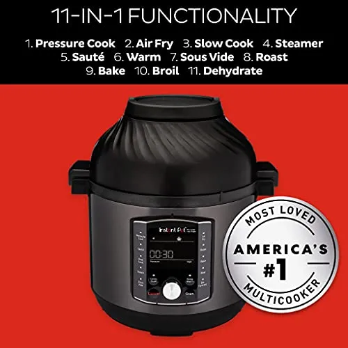 Instant Pot Pro Crisp 11 in 1, Electric Pressure Cooker with Air Fryer Combo, Roast, Bake, Dehydrate, Slow Cook, Rice Cooker, Steamer, Saute, 8 Quart, 14 One-Touch Programs