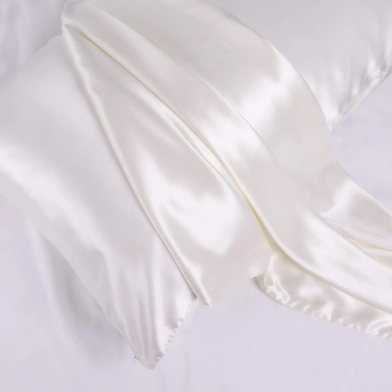 Ivory White Silk Pillowcase -  NZ Standard Size - Envelope Closure