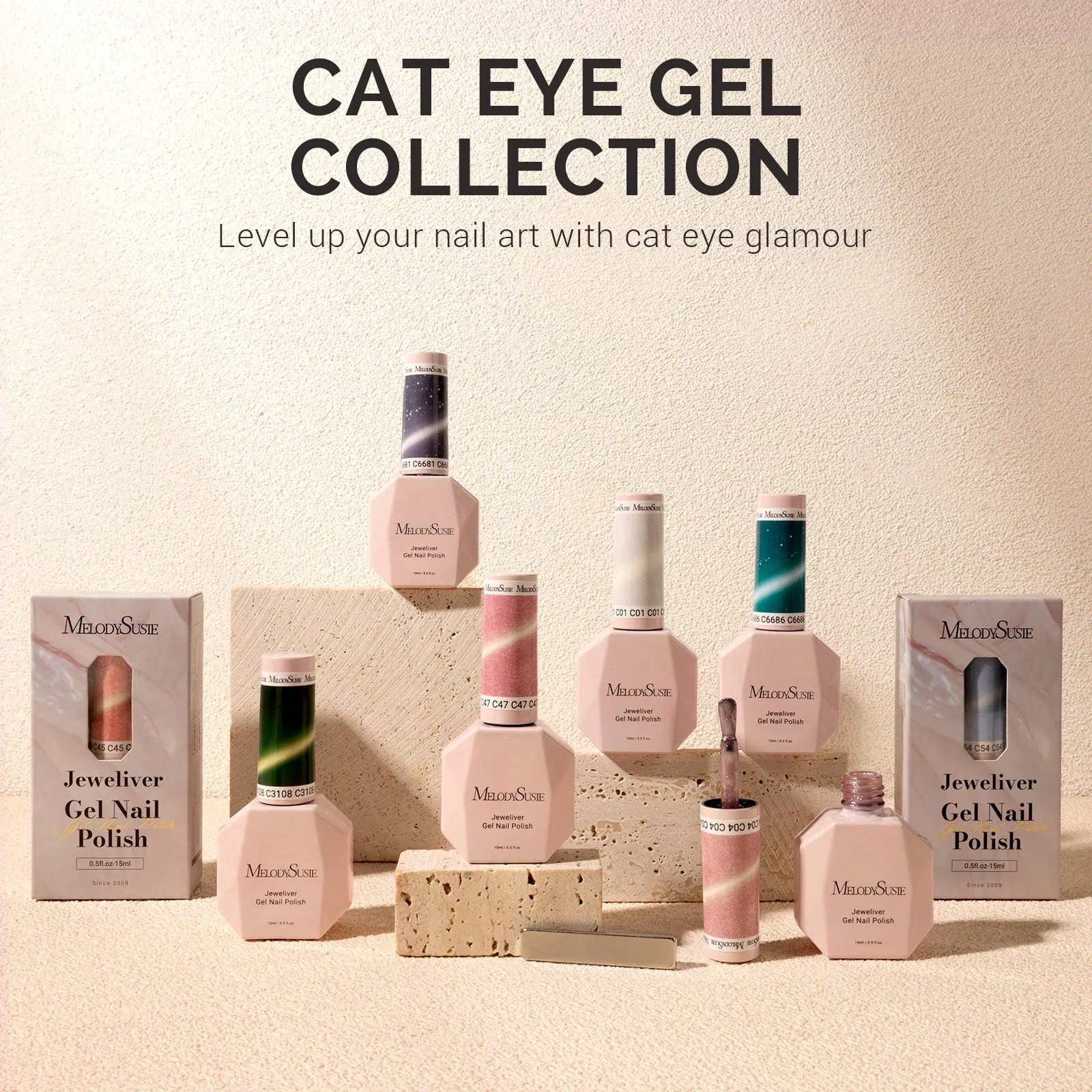 Jeweliver Cat Eye Gel Polish 0.5 fl oz/15ml - Cherry Blossom Pink C04