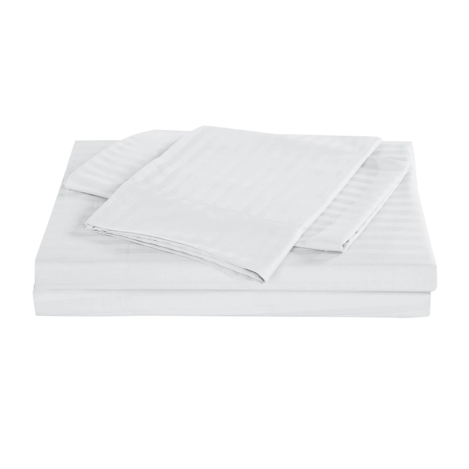 Kensington 1200 Thread Count 100% Egyptian Cotton Sheet Set Stripe Hotel Grade Queen White