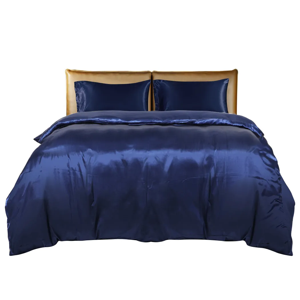 KING Quilt Cover Set Bedspread Pillowcases - Summer Blue