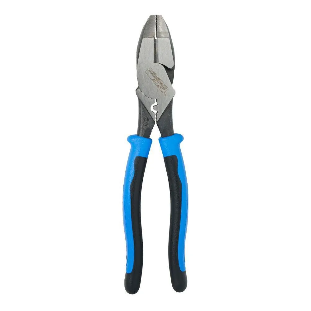 Klein Tools J2000-9NECRTP Side Cutter Linemans Pliers with Tape Pulling and Wire Crimping, High Leverage, 9-Inch