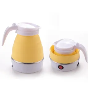 Kuber Industries Pack of 3 Foldable Electric Kettle 600 ML|Silicone Body With 304-Stainless Steel Base|Leak Proof Design|Multipurpose Portable Electric Kettle for Travel, Office & Home|600W|Yellow