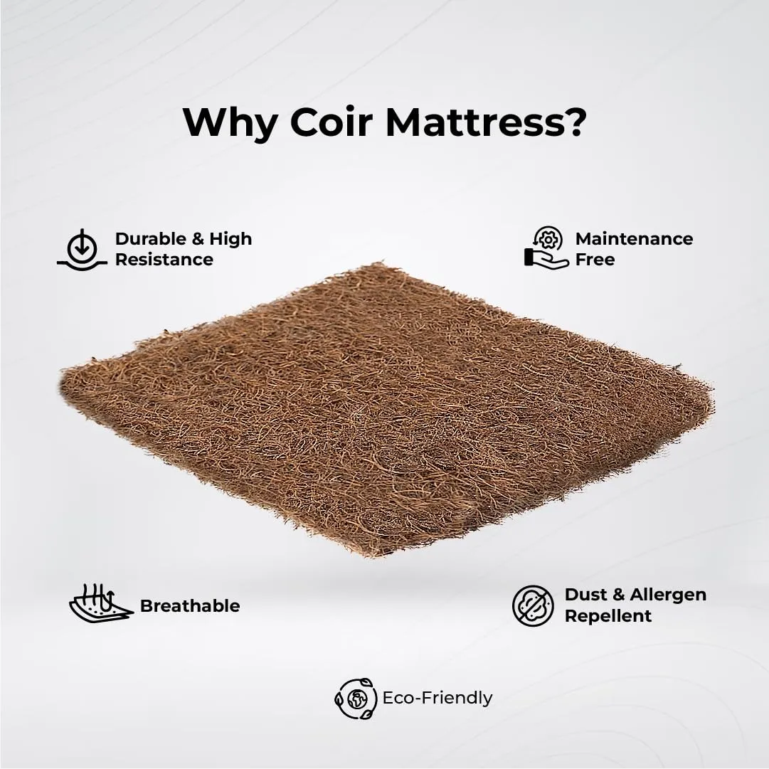 Kurlon Natural Coir Pad Mattress | Rubberized Coir | Breathable Fabric |Medium Firm Support| Natural Cooling | PU Foam Quilting | Premium Finish | Single Size | 72x36x4 | 5 Yrs Warranty