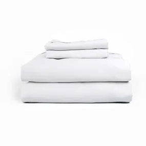 Leesa Sheet Set, 100% Cotton Cooling Sateen with High Thread Count, Queen Size, White/ 30-Night Trial