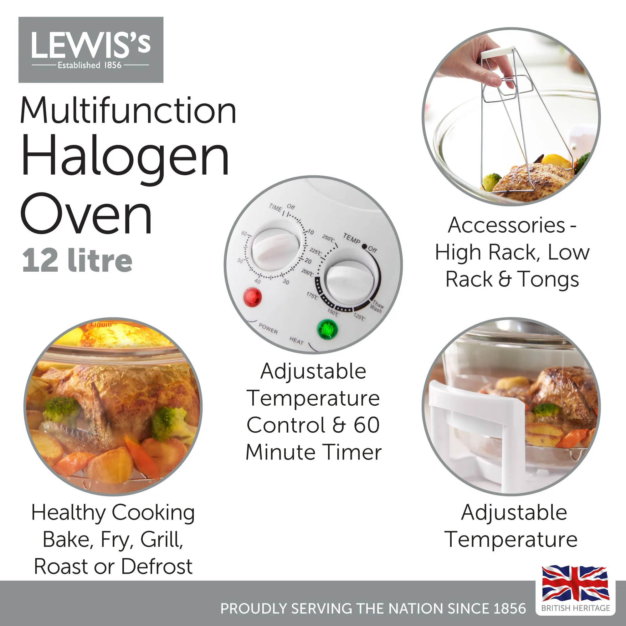 Lewis's 12 Litre Halogen Oven Air Fryer - White