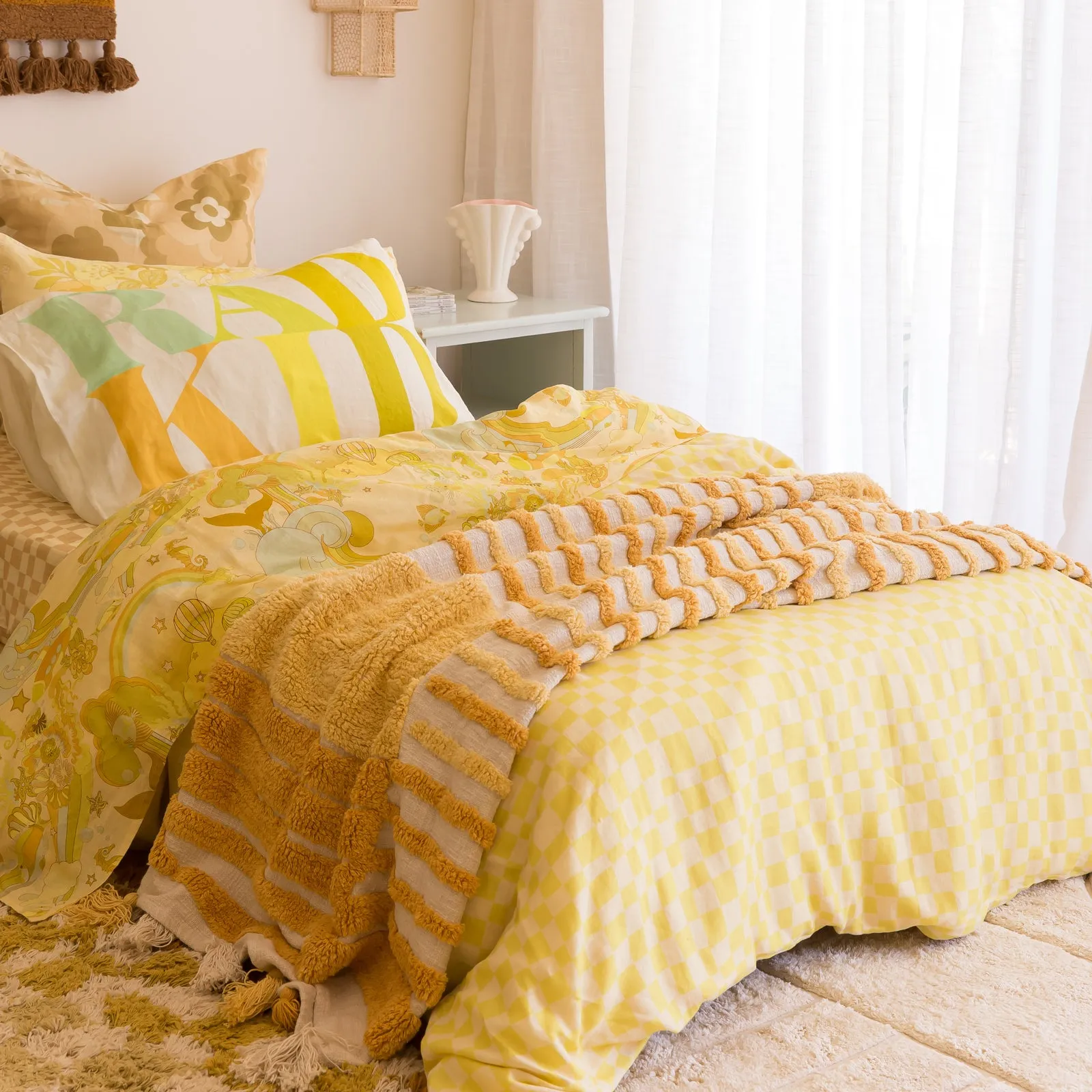 Lime Check Quilt Cover