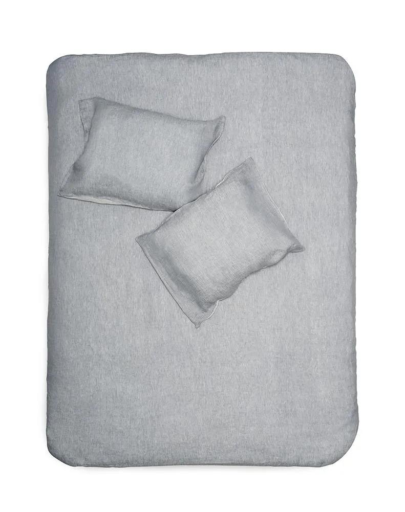 Linen Bedding Two Tone Stonewashed in Quartz Grey Color