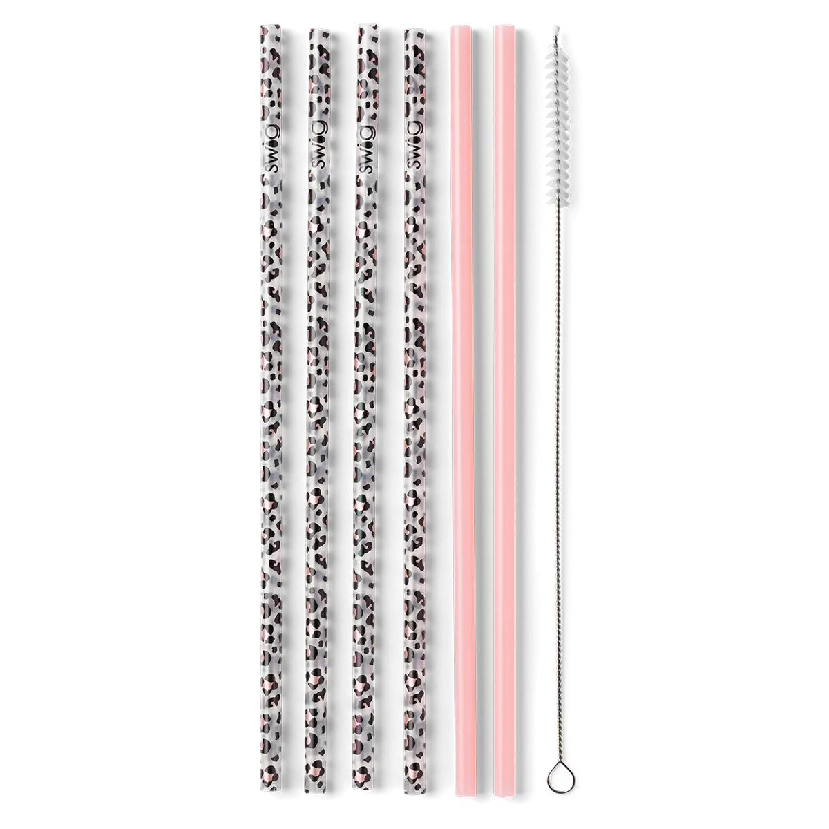 Luxy Leopard   Blush Reusable Straw Set