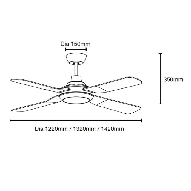 Martec Discovery II 1420mm Ceiling Fan with LED Light White