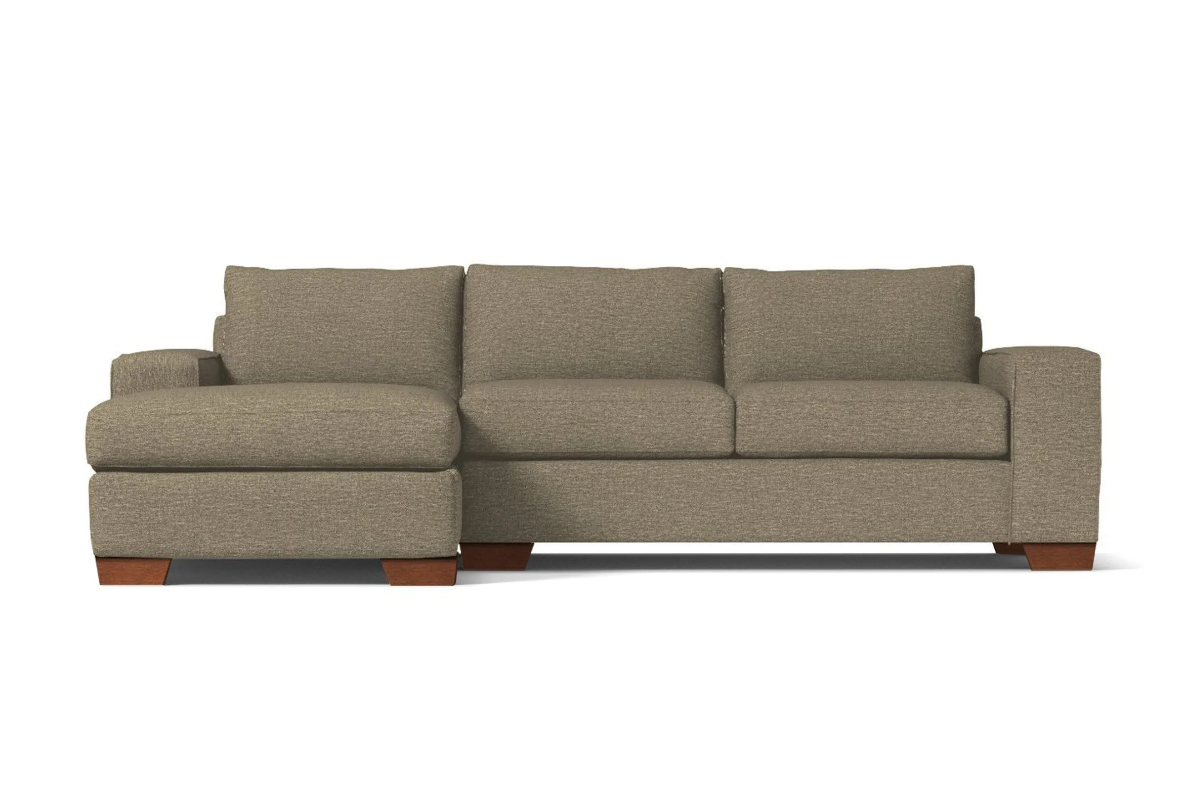 Melrose 2pc Sleeper Sectional :: Leg Finish: Pecan / Configuration: LAF - Chaise on the Left / Sleeper Option: Deluxe Innerspring Mattress