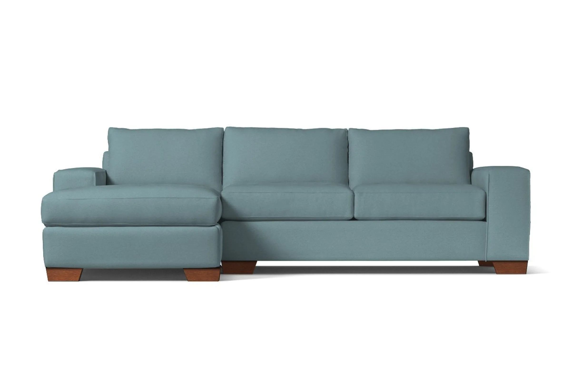 Melrose 2pc Sleeper Sectional :: Leg Finish: Pecan / Configuration: LAF - Chaise on the Left / Sleeper Option: Deluxe Innerspring Mattress