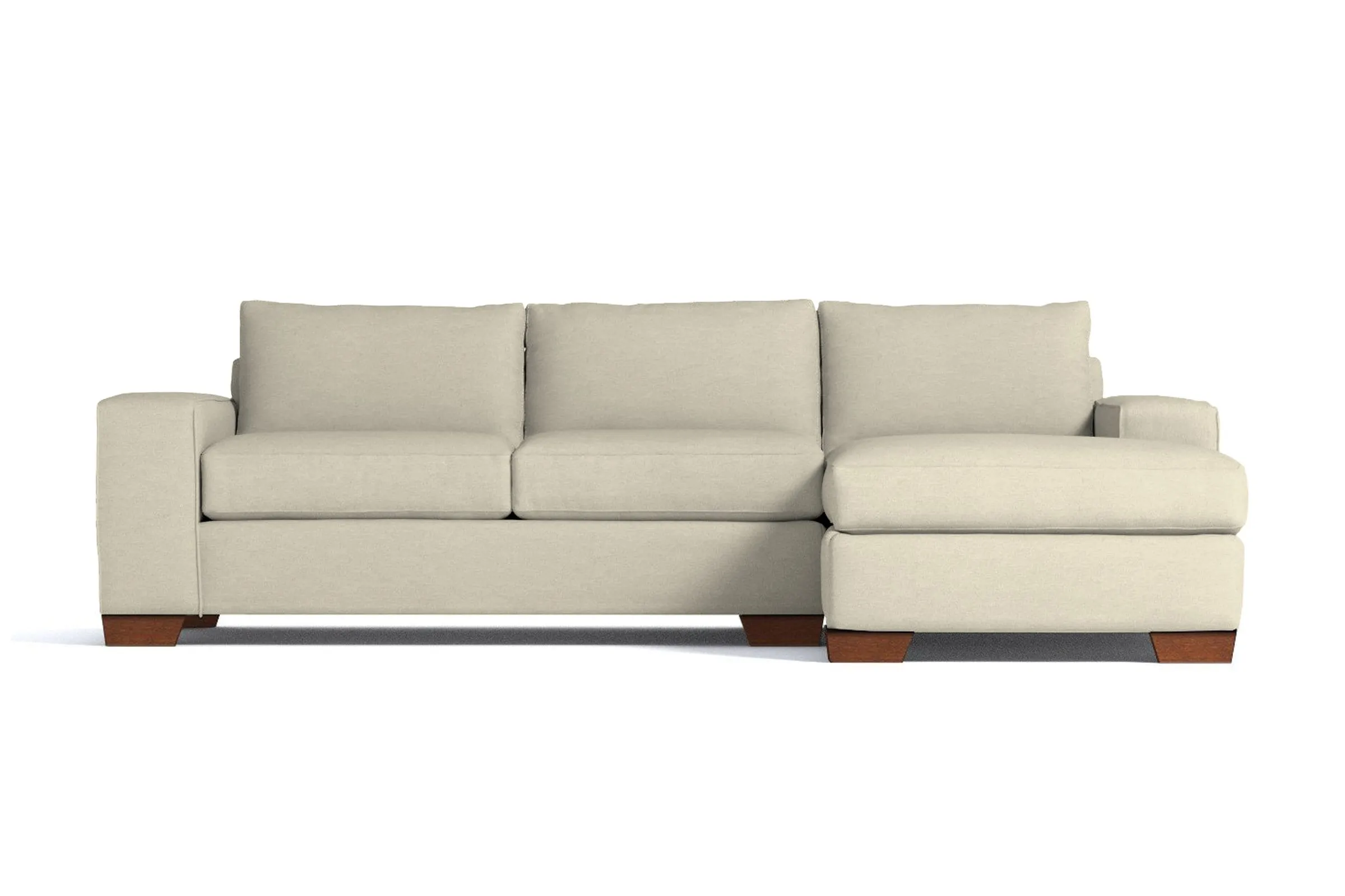 Melrose 2pc Sleeper Sectional :: Leg Finish: Pecan / Configuration: RAF - Chaise on the Right / Sleeper Option: Deluxe Innerspring Mattress