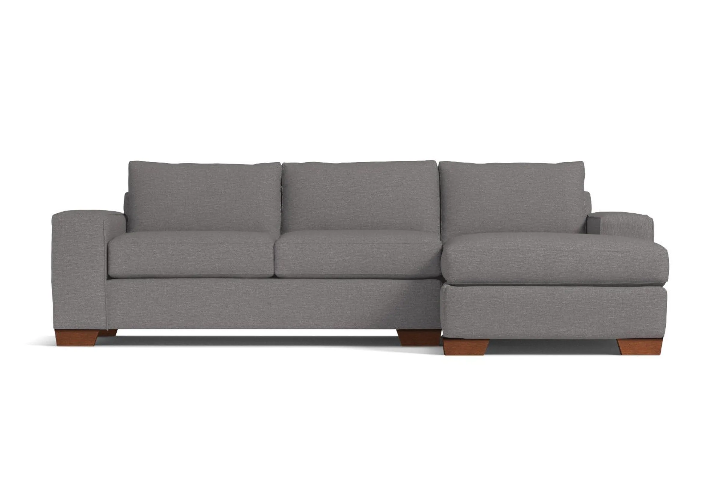 Melrose 2pc Sleeper Sectional :: Leg Finish: Pecan / Configuration: RAF - Chaise on the Right / Sleeper Option: Deluxe Innerspring Mattress