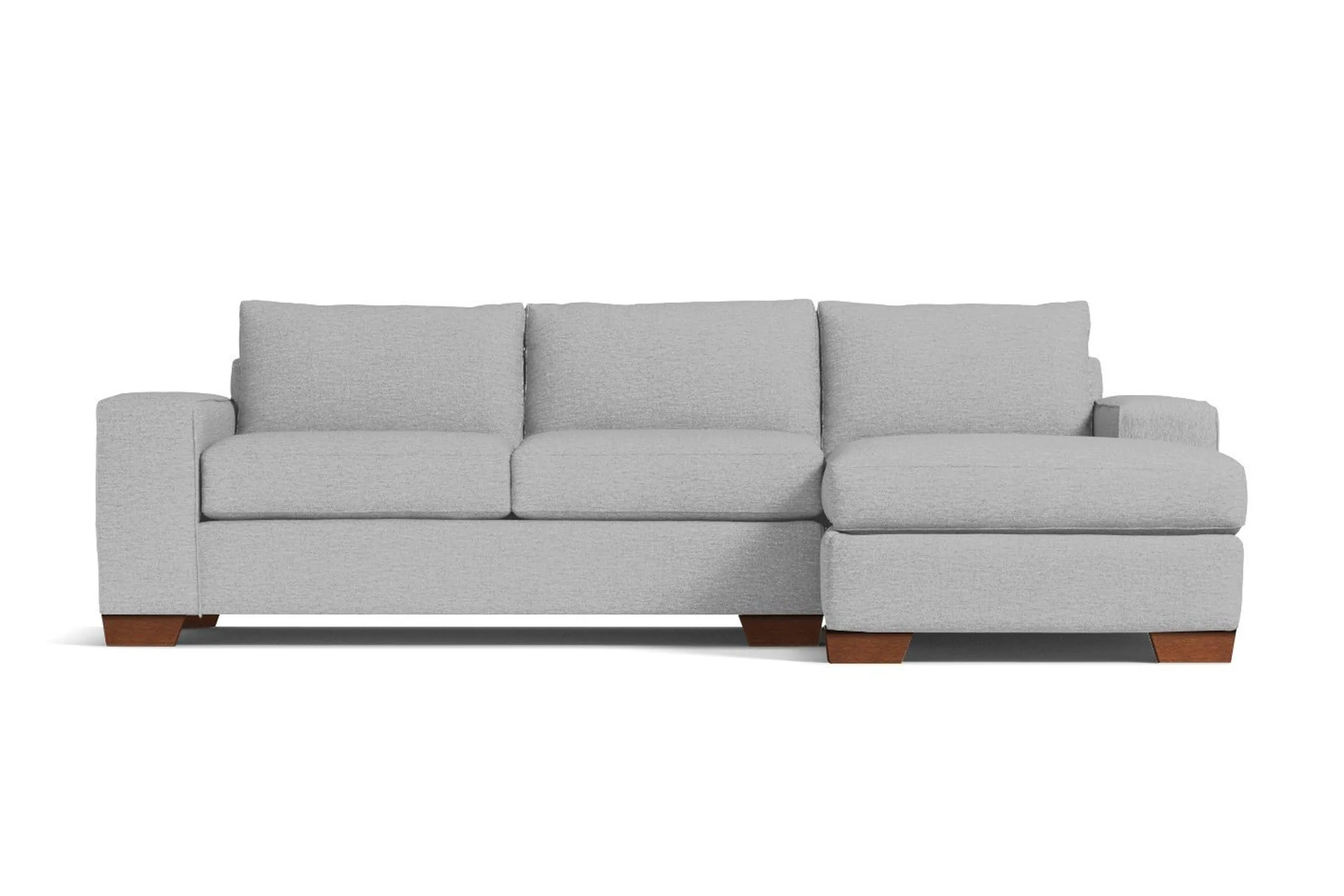 Melrose 2pc Sleeper Sectional :: Leg Finish: Pecan / Configuration: RAF - Chaise on the Right / Sleeper Option: Deluxe Innerspring Mattress