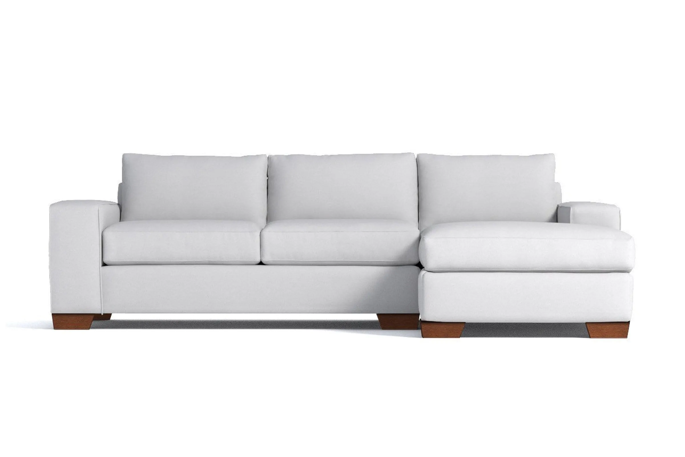 Melrose 2pc Sleeper Sectional :: Leg Finish: Pecan / Configuration: RAF - Chaise on the Right / Sleeper Option: Deluxe Innerspring Mattress