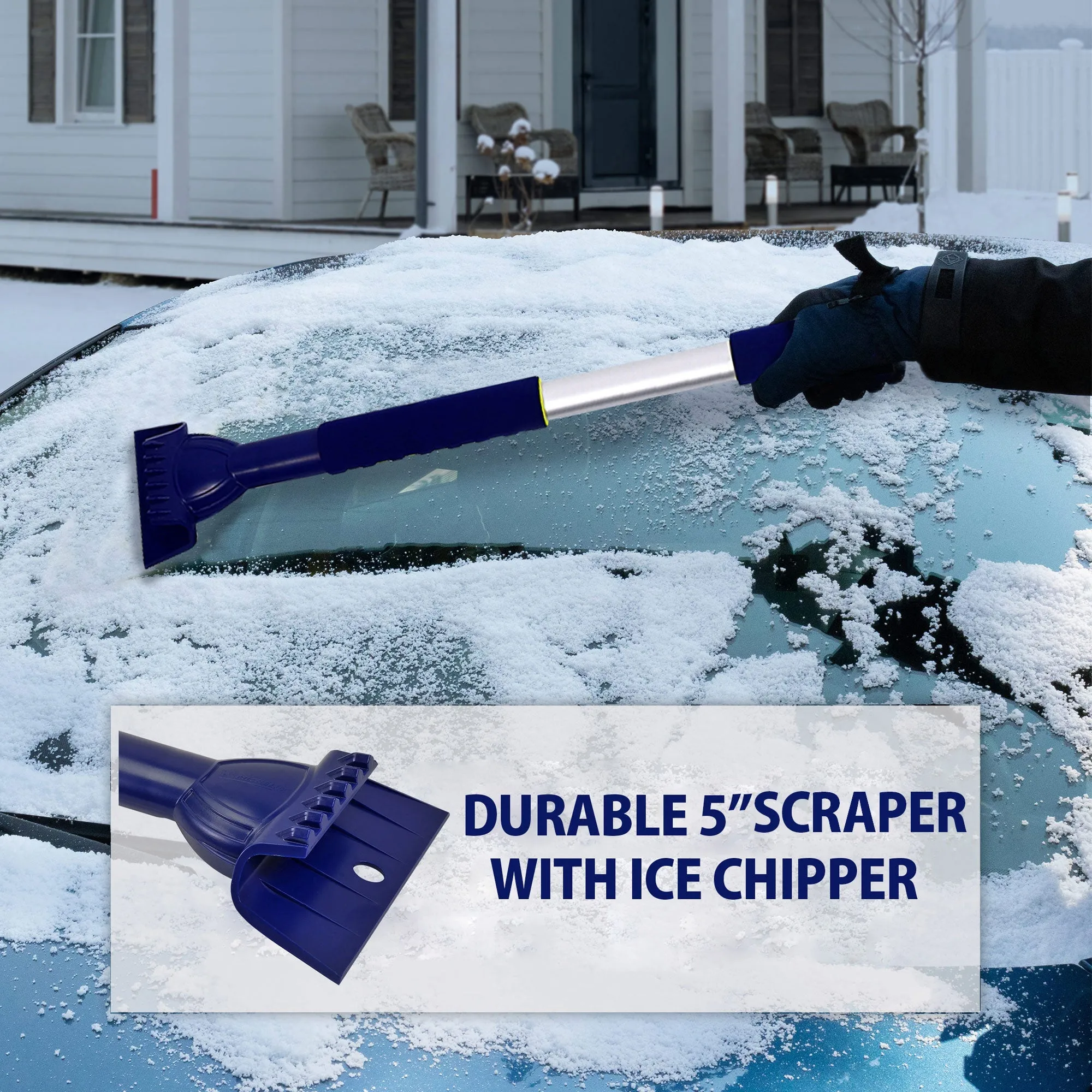 Michelin Ultra Duty Extendable 43-63" Snow Brush for Trucks XL Swivel Head, Squeegee, Ice Scraper, Ergonomic, Scratch Free Auto Window Snowbrush, Windshield Broom for Car, SUV, Pack of 2