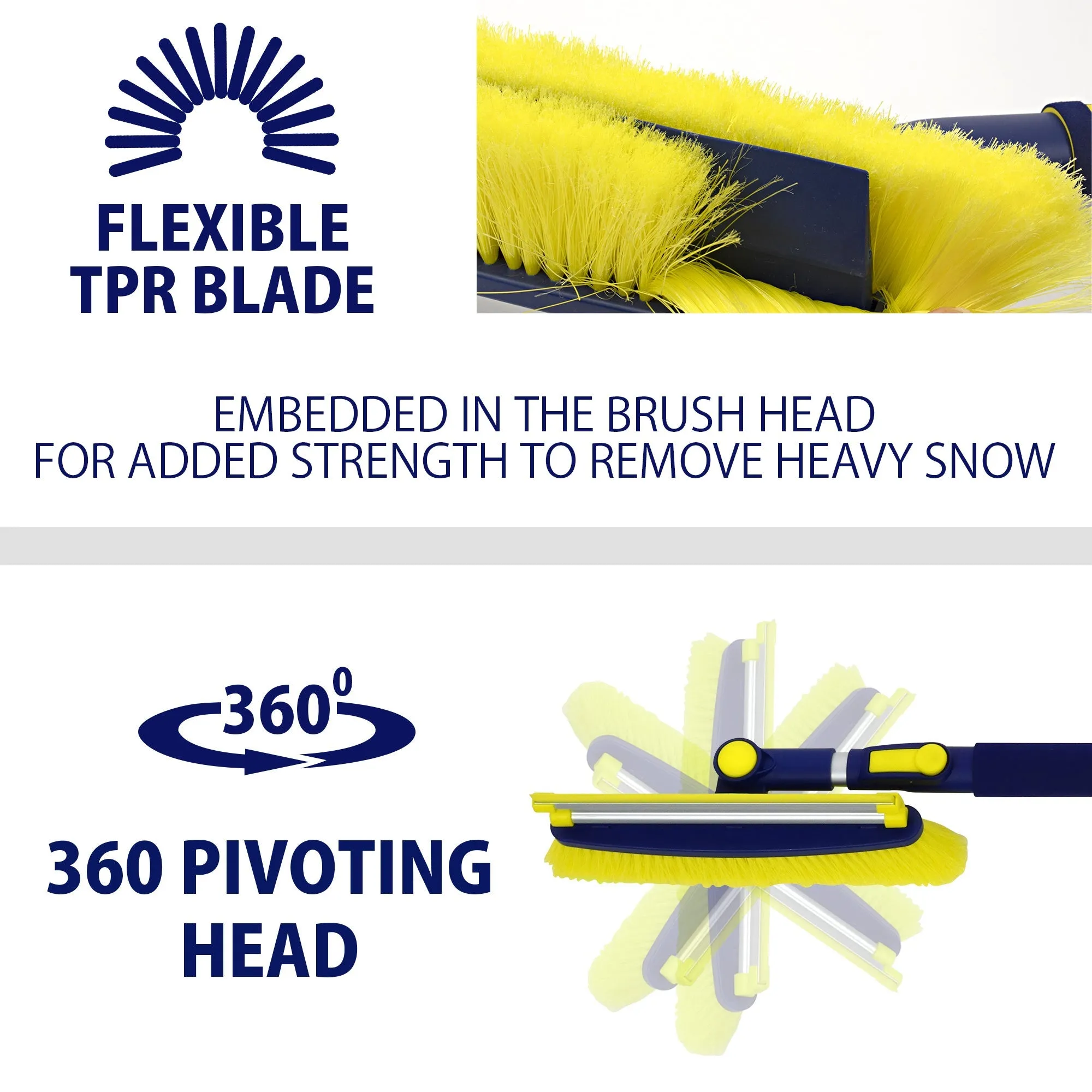 Michelin Ultra Duty Extendable 43-63" Snow Brush for Trucks XL Swivel Head, Squeegee, Ice Scraper, Ergonomic, Scratch Free Auto Window Snowbrush, Windshield Broom for Car, SUV, Pack of 2