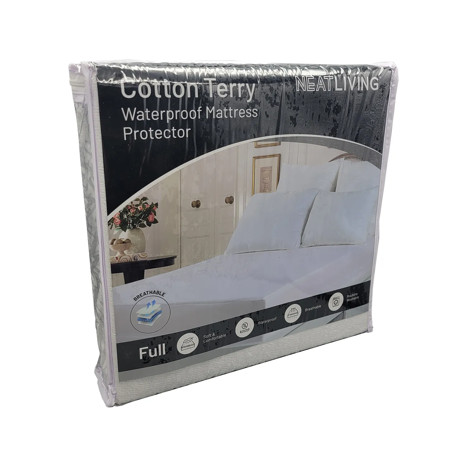 Neat-Living Cotton Terry Waterproof Mattress Protector, Assorted Sizes