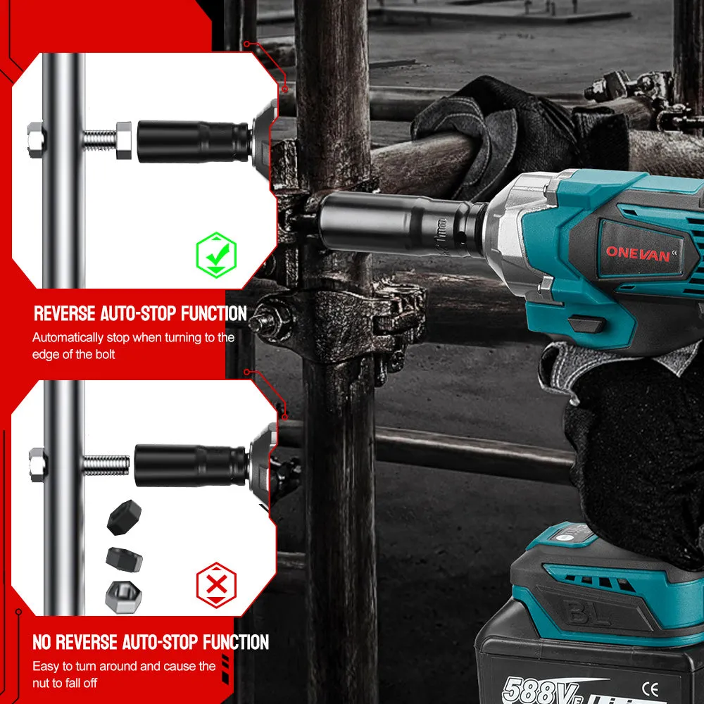 ONEVAN 1/2" 1200N·m Brushless Cordless Impact Wrench | For Makita 18V Battery