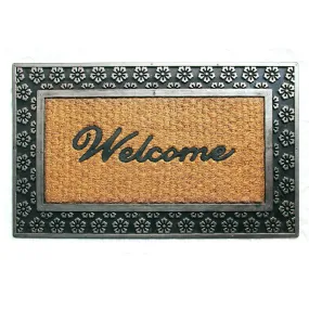 OnlyMat Welcome Entrance Door Mat with Metalic Flower Design Border