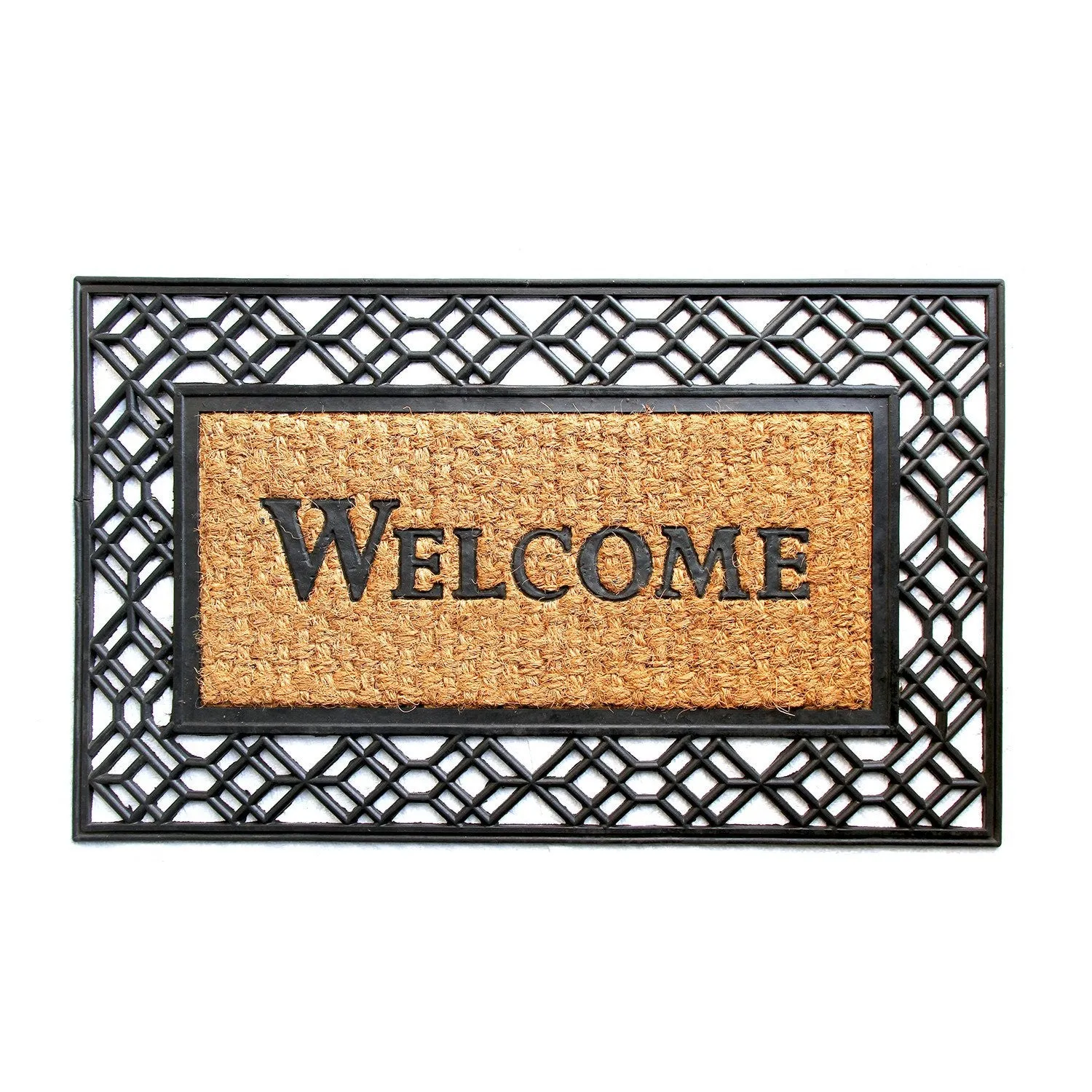 OnlyMat Welcome Printed Moulded Coir Mat with Black Border