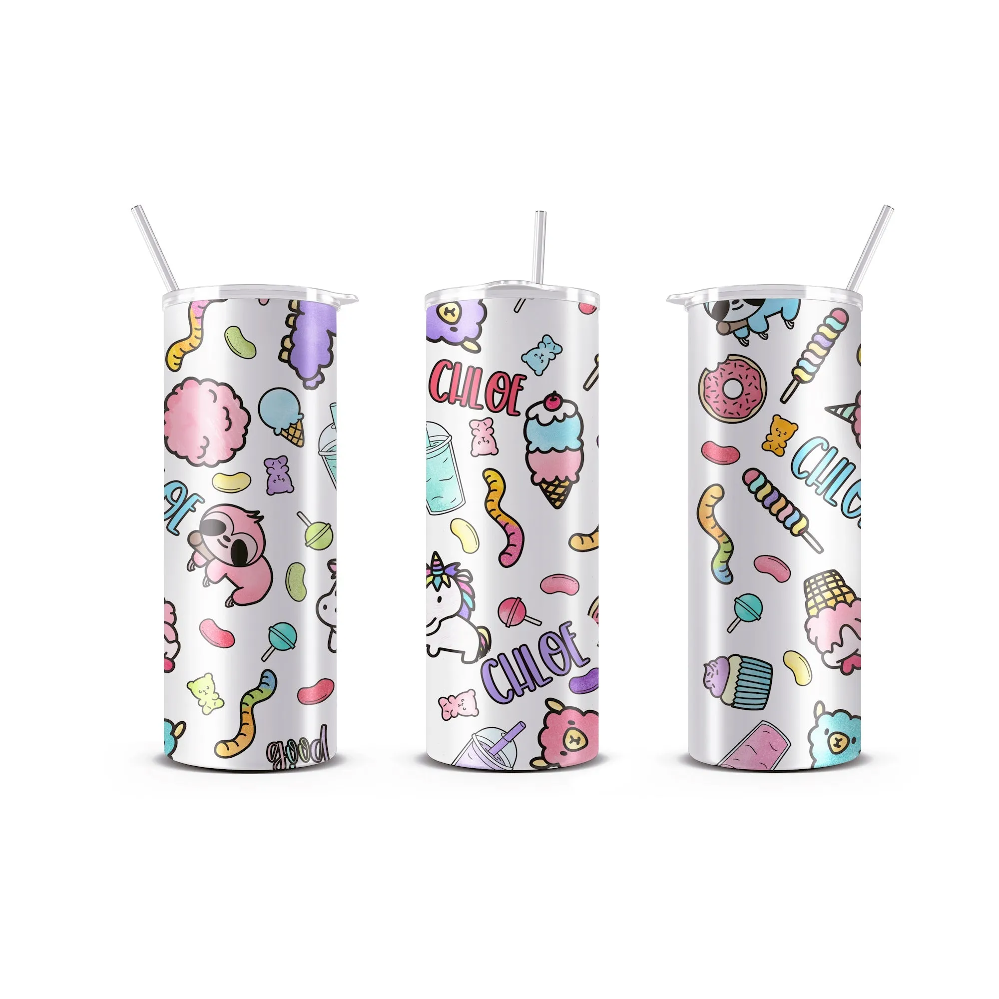 Personalized 20 oz Skinny Tumbler with Straw