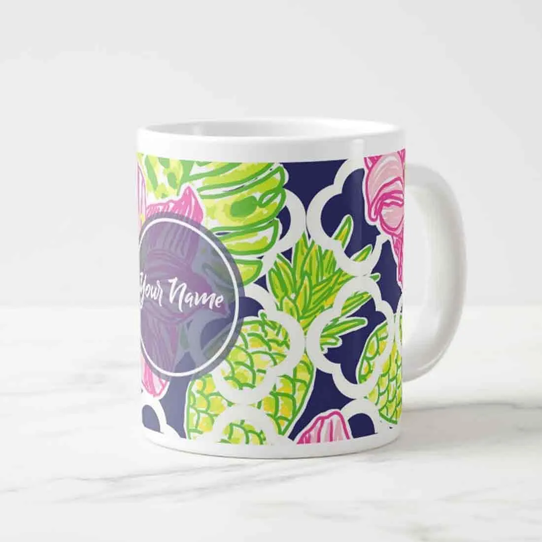 Personalized Coffee Cups - Blue Floral