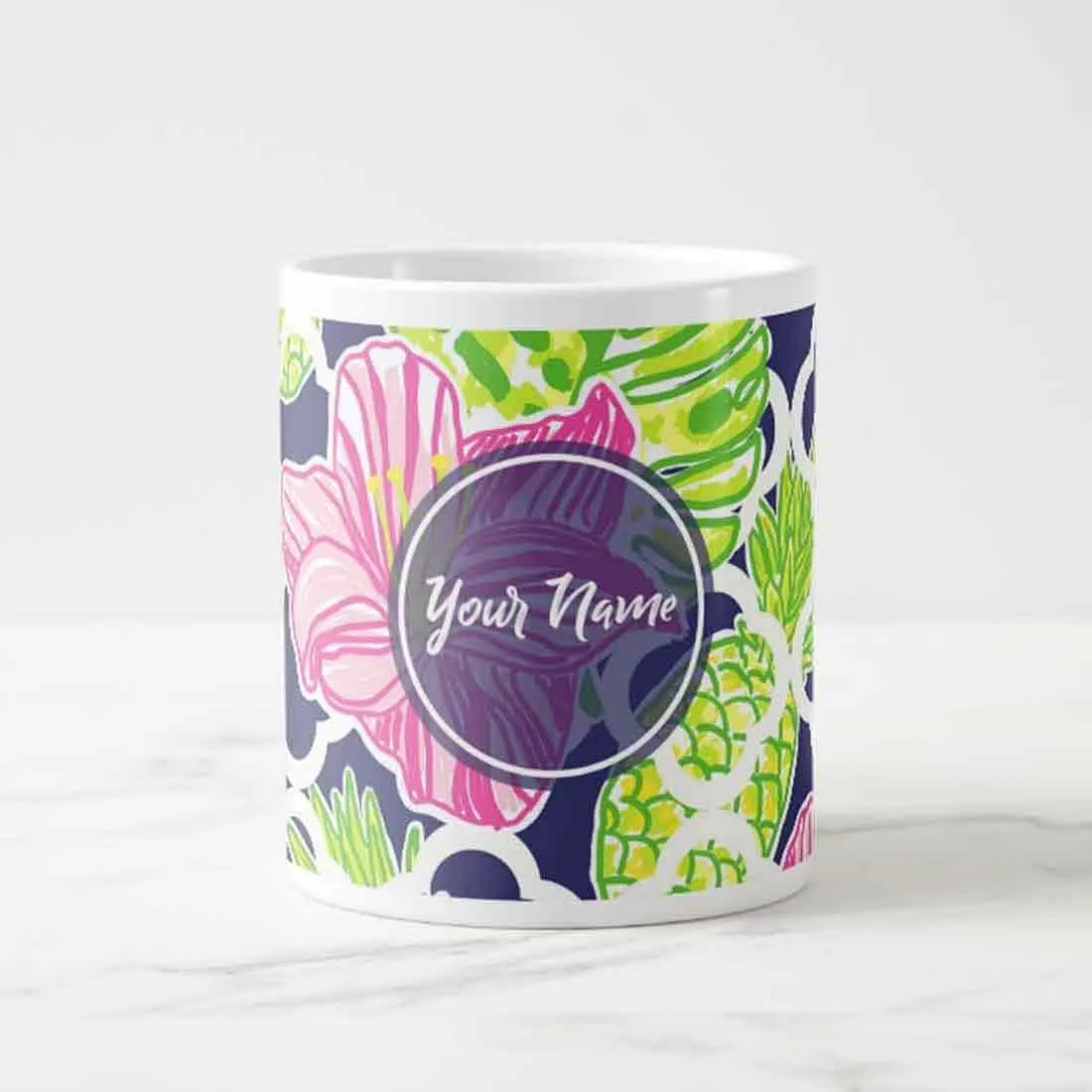 Personalized Coffee Cups - Blue Floral