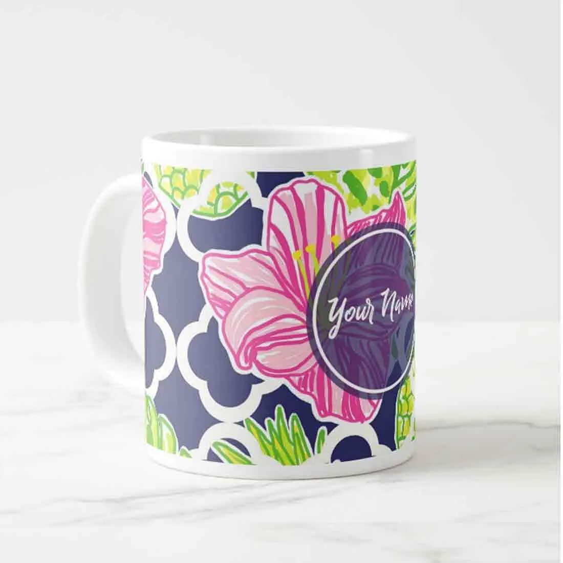 Personalized Coffee Cups - Blue Floral